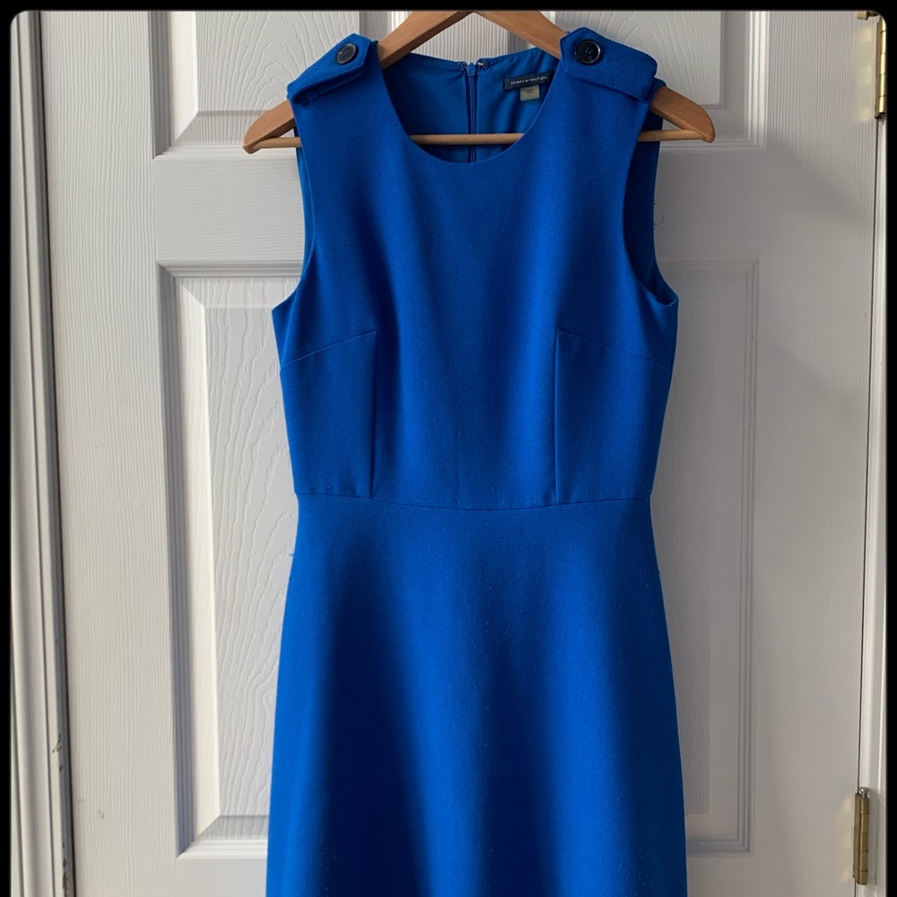 Tommy Hilfiger Sleeveless Fit and Flare Slimming Sapphire Blue Dress zipper back